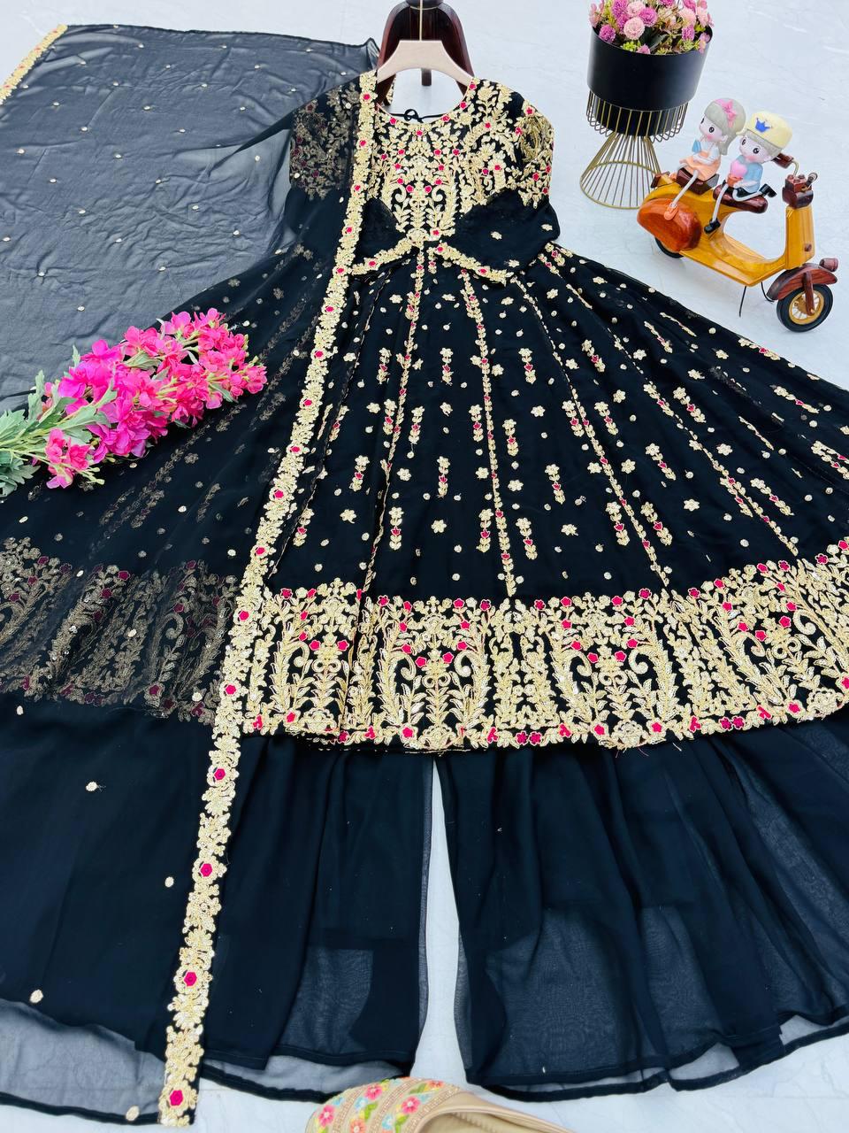 Designer Party Top Pallazo & Dupatta Set