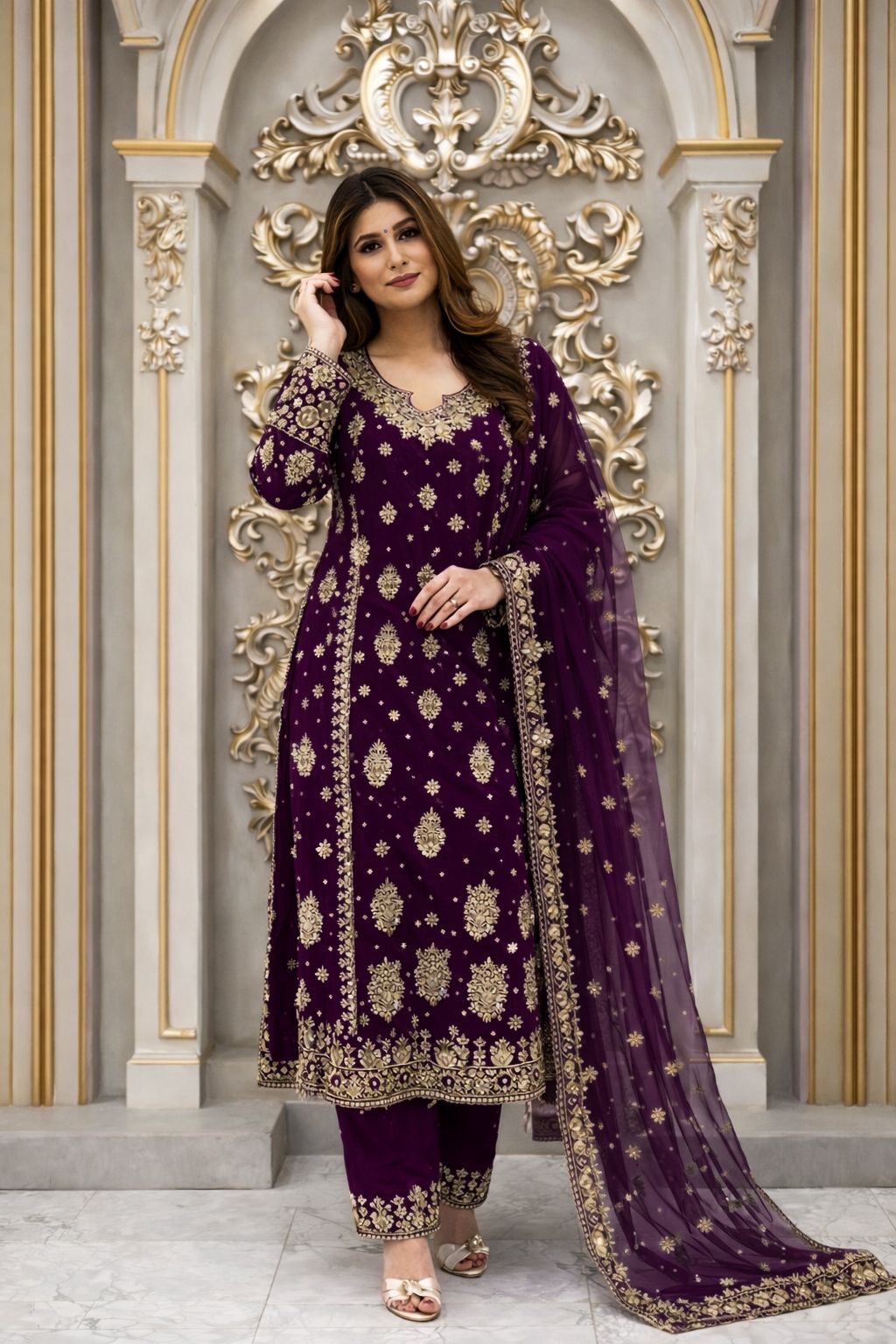 3 PIECE STYLISH KURTI DUPATTA WITH BEAUTIFUL PLAZZO