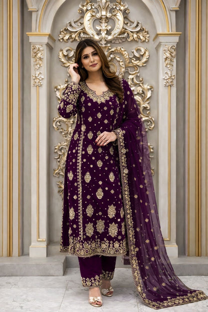 3 PIECE STYLISH KURTI DUPATTA WITH BEAUTIFUL PLAZZO