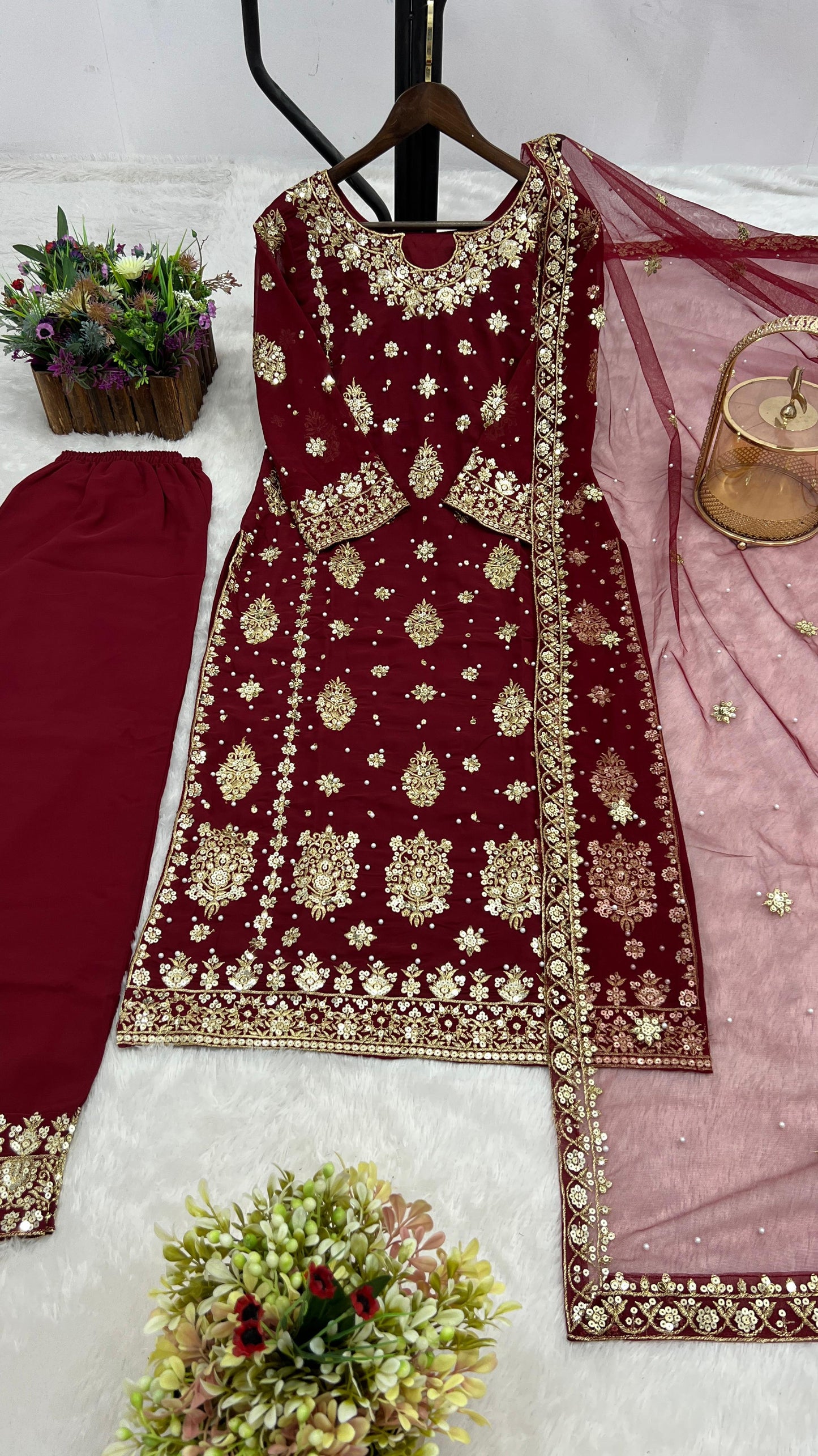 3 PIECE STYLISH KURTI DUPATTA WITH BEAUTIFUL PLAZZO