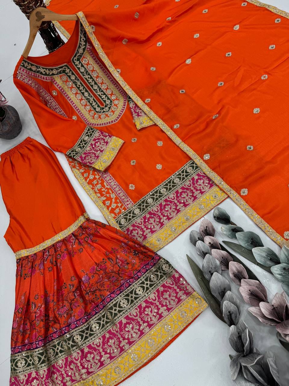 DESIGNER HEAVY PAKISHTANI SHARARA SUIT SET