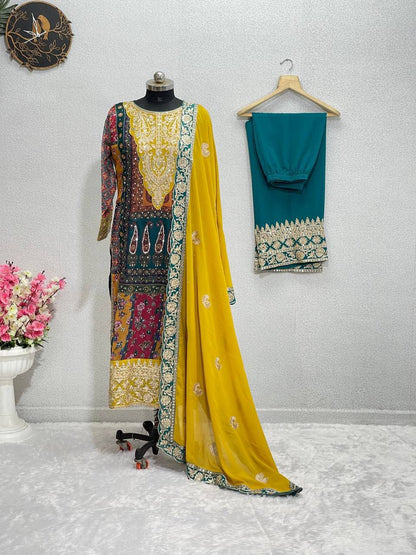 NEW DESIGNER HEAVY FUAX GEORGETTE PAKISTANI  SUIT
