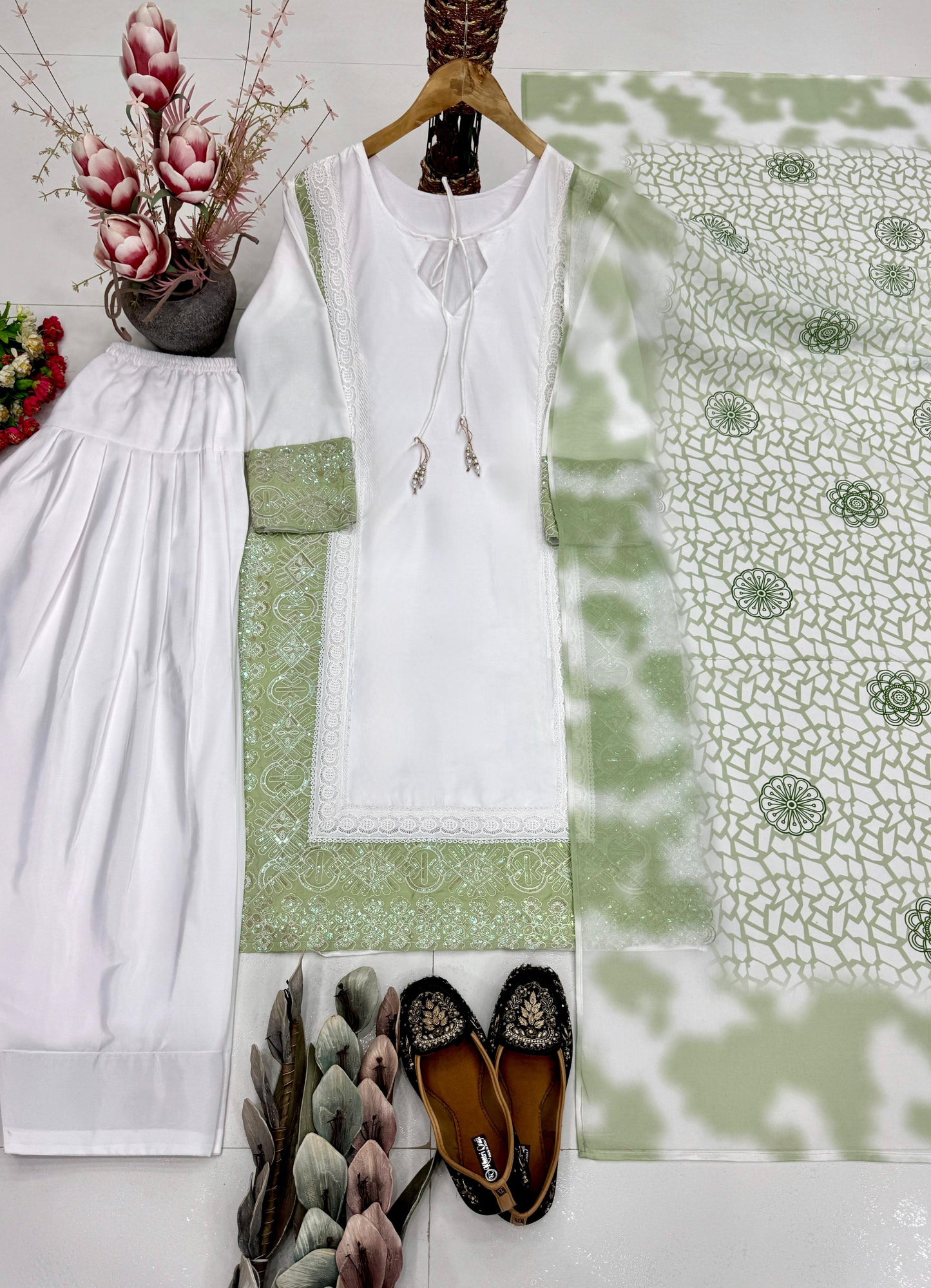 DESIGNER  HEAVY EMBROIDERY CODING SEQUENCE WORK 3 PIS SUIT SET