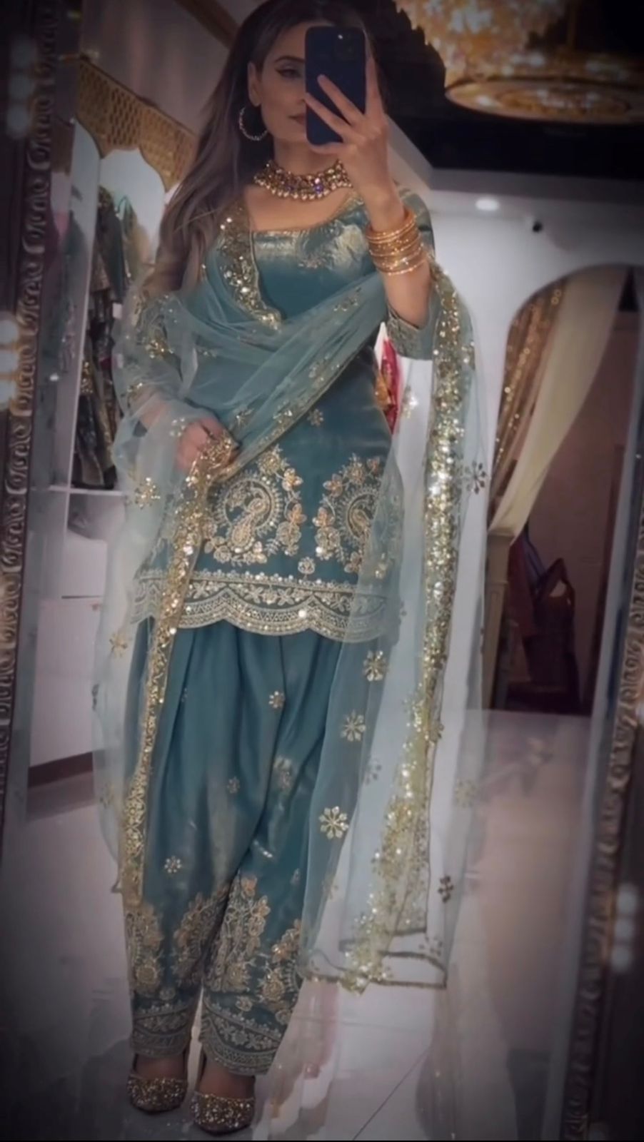 Đěsigner Party Wear Look top with farshi salwar