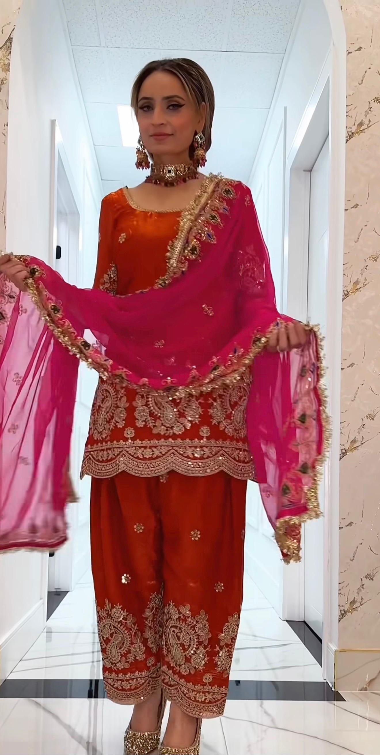 Đěsigner Party Wear Look top with farshi salwar