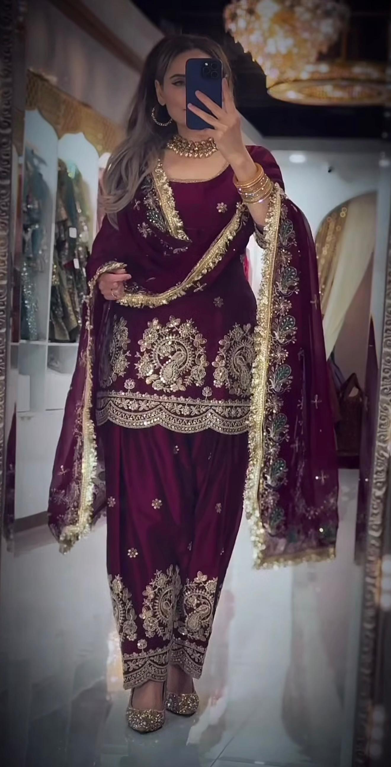 Đěsigner Party Wear Look top with farshi salwar
