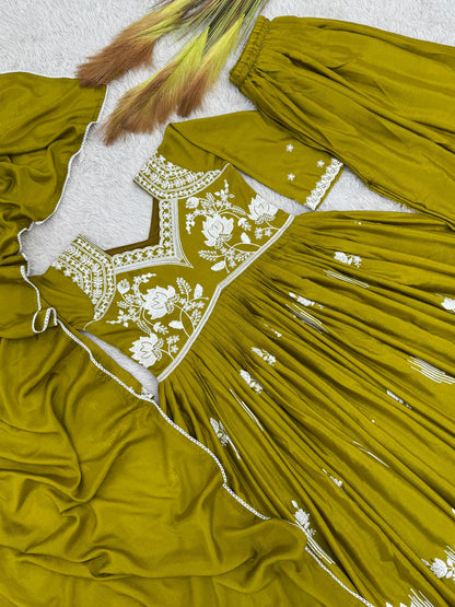 3 PIECE ANARKALI GOWN, PLAZZO WITH BEAUTIFUL DUPATTA