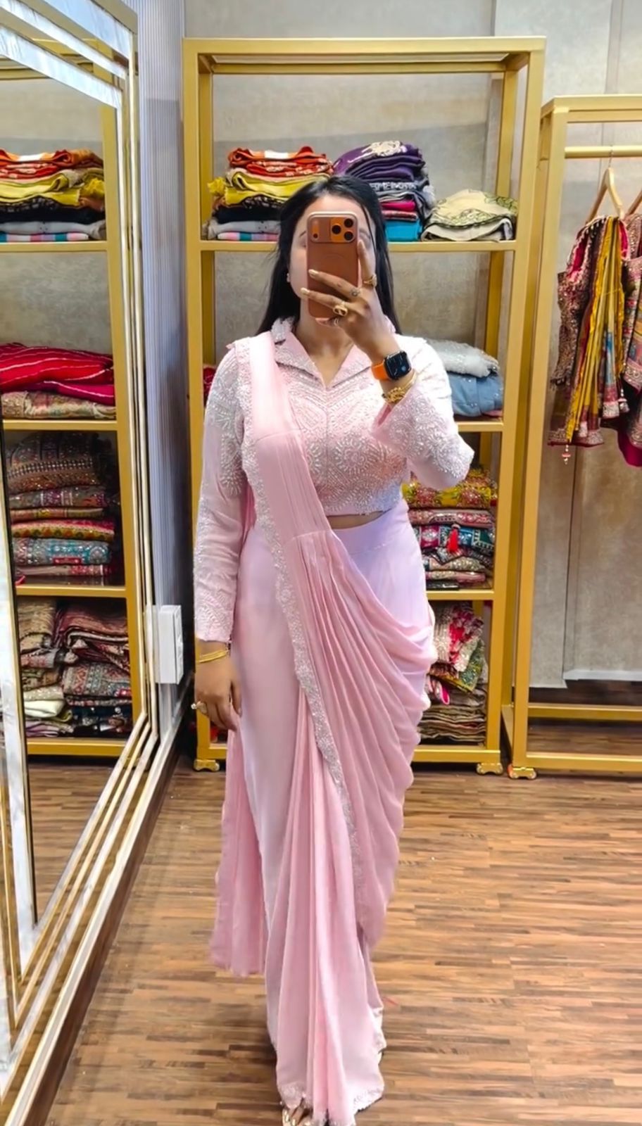 NEW SUPERHIT TRENDING READY TO WEAR SAREE WITH EMBROIDERED STYLIST BLOUSE & ON FAUX GEORGETTE FABRIC