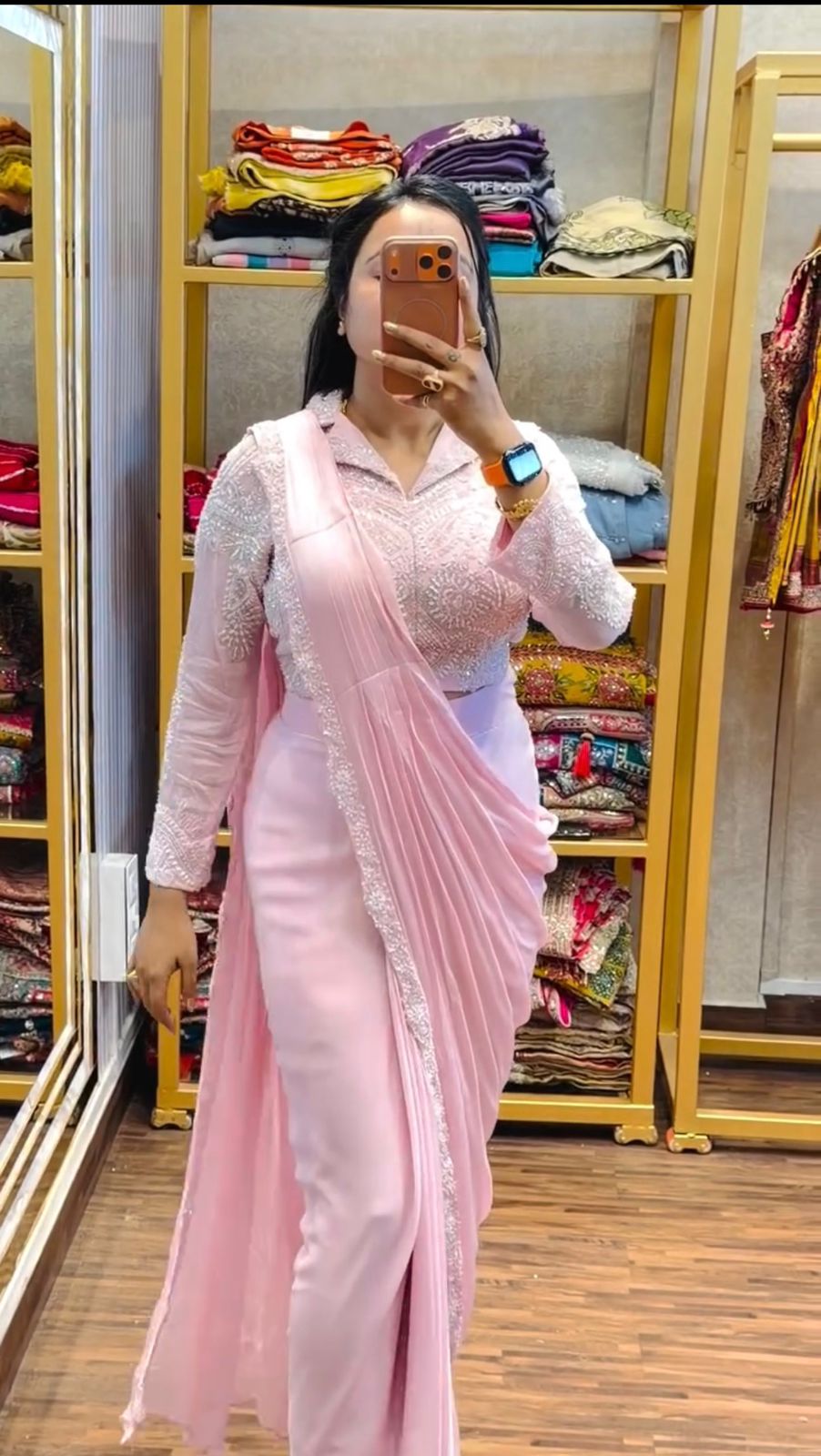 NEW SUPERHIT TRENDING READY TO WEAR SAREE WITH EMBROIDERED STYLIST BLOUSE & ON FAUX GEORGETTE FABRIC