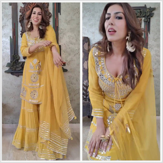 New Designer Party Top Pallazo & Dupatta Set