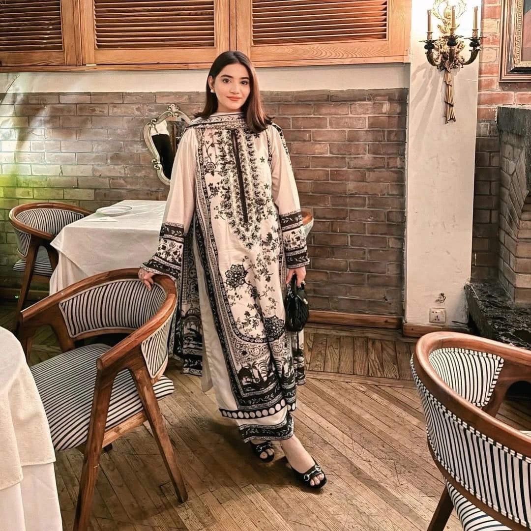 New 💃 Đěsigner Party Wear Look Printed Pur Malai Satin Long 3Pc Co-Ord Set