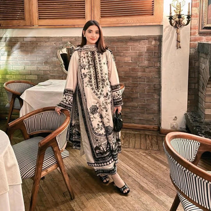 New 💃 Đěsigner Party Wear Look Printed Pur Malai Satin Long 3Pc Co-Ord Set