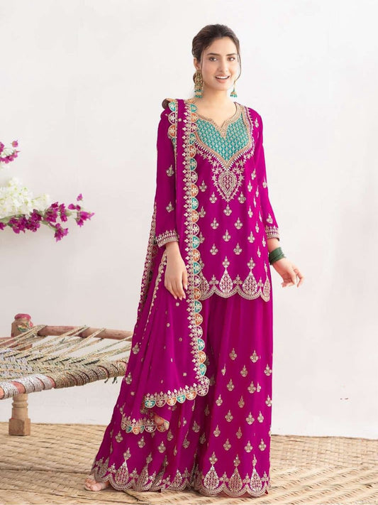 Designer Party Sharara Suit & Dupatta Set