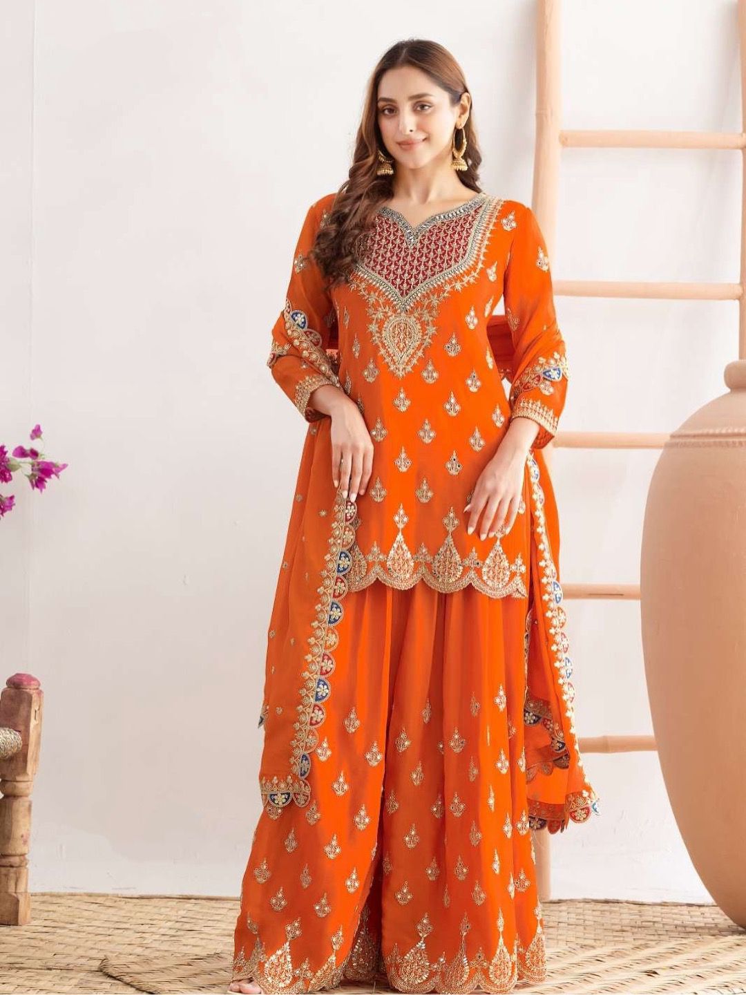 Designer Party Sharara Suit & Dupatta Set
