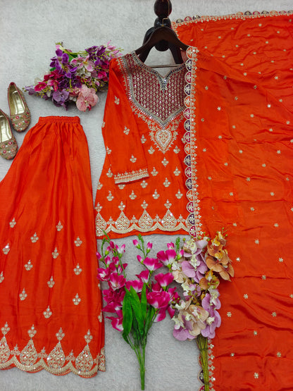 Designer Party Sharara Suit & Dupatta Set