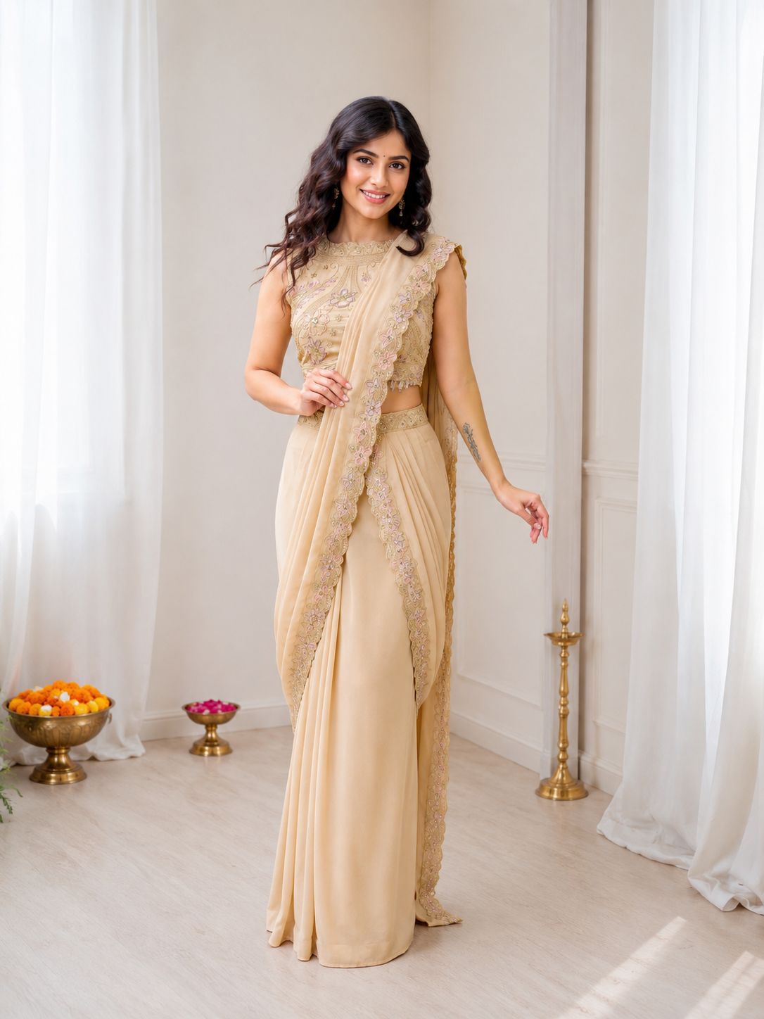 Get festive ready in our new Trending Stylelish Lehenga  set  With Embroidery Work detailing.