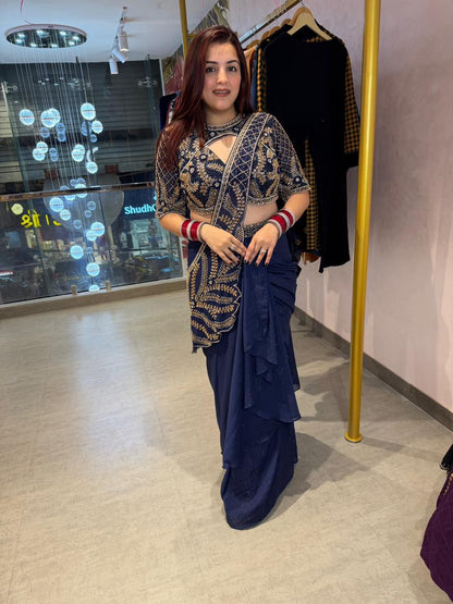 WE ARE LAUNCHING NEW SUPERHIT TRENDING READY TO WEAR SAREE WITH SEMI-BEADS & EMBROIDERED STYLIST BLOUSE & ON FAUX GEORGETTE FABRIC🥻
