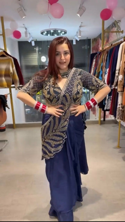 WE ARE LAUNCHING NEW SUPERHIT TRENDING READY TO WEAR SAREE WITH SEMI-BEADS & EMBROIDERED STYLIST BLOUSE & ON FAUX GEORGETTE FABRIC🥻