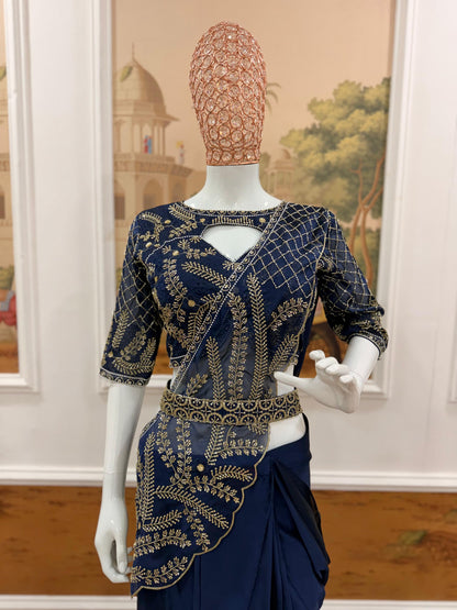 WE ARE LAUNCHING NEW SUPERHIT TRENDING READY TO WEAR SAREE WITH SEMI-BEADS & EMBROIDERED STYLIST BLOUSE & ON FAUX GEORGETTE FABRIC🥻