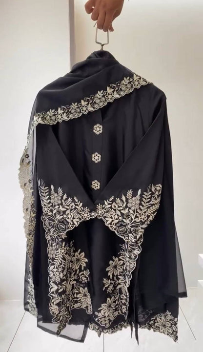 SUMMER SEASON WEAR PAKISTANI SUIT WITH EMBROIDERED WORKED TOP, PLAZZO AND DUPATTA