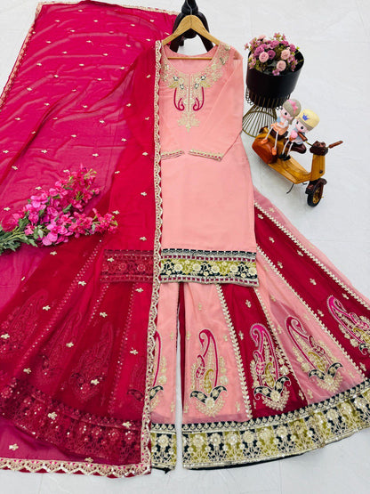 New Designer Party Top Pallazo & Dupatta Se