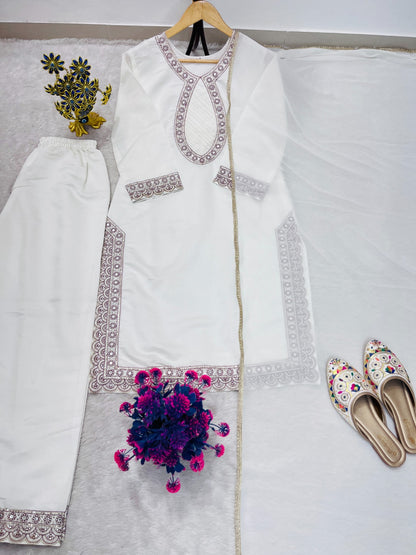 DESIGNER HEAVY EMBROIDERY WORK TOP PENT WITH DUPATTA SET