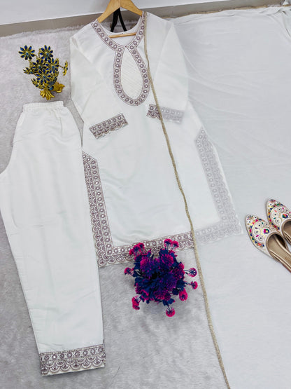 DESIGNER HEAVY EMBROIDERY WORK TOP PENT WITH DUPATTA SET