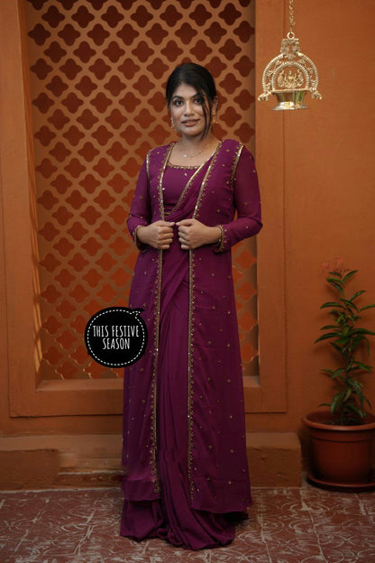 WE ARE LAUNCHING NEW SUPERHIT TRENDING FAUX GEORGETTE FABRIC 4 PIECE SET LEHENGA,BLOUSE,KOTI,DUPATTA WITH EMBROIDERY WORK
