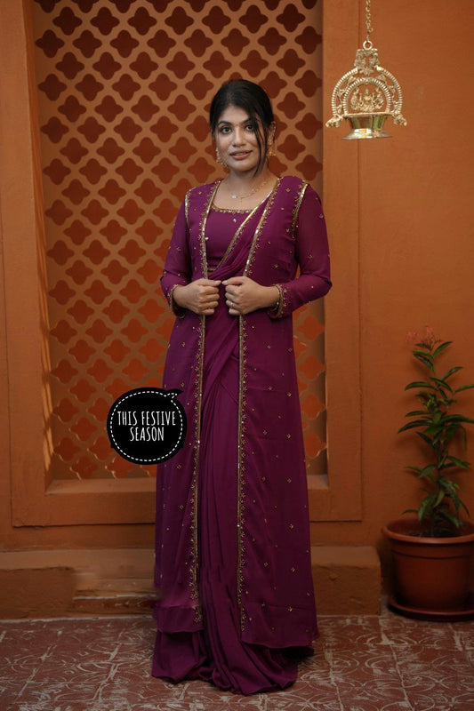 WE ARE LAUNCHING NEW SUPERHIT TRENDING FAUX GEORGETTE FABRIC 4 PIECE SET LEHENGA,BLOUSE,KOTI,DUPATTA WITH EMBROIDERY WORK
