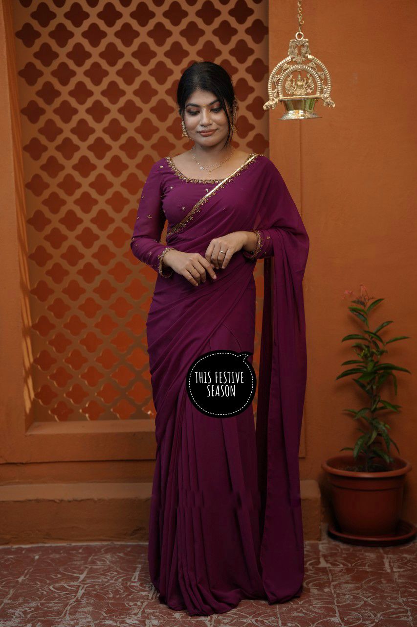 WE ARE LAUNCHING NEW SUPERHIT TRENDING FAUX GEORGETTE FABRIC 4 PIECE SET LEHENGA,BLOUSE,KOTI,DUPATTA WITH EMBROIDERY WORK