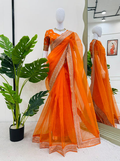 Looking some one for this same colour beautiful Designer Saree on Havy Organza Silk Febric with Thred & Sequnce work With LCD 💎💎 Diamond on all over saree and blouse on Mono Benglori Silk Febric with Thred & Sequnce work Lace.