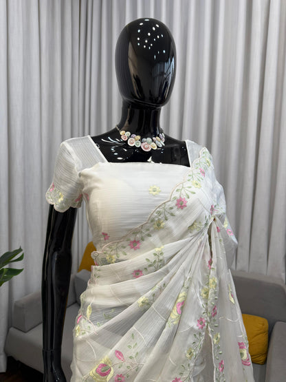 Designer Saree – Elegance Redefined ✨ Fall in love with this stunning saree in an eye-catching shade, crafted with finesse and rich detailing. A perfect blend of grace and glam!