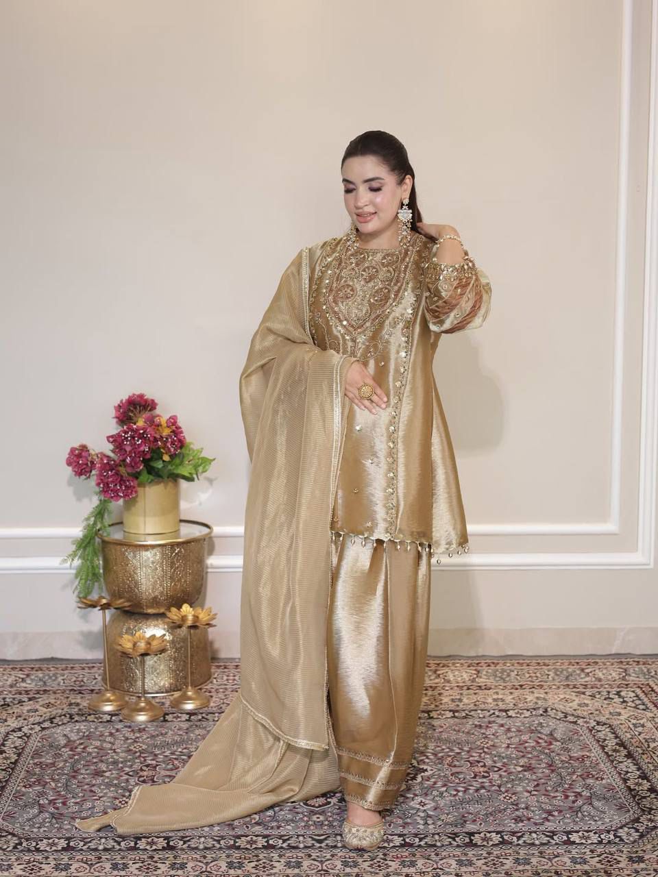 EXCLUSIVE AND TRENDY FOR WEDDING SEASON OUT SEQUENCE EMBROIDERED TOP, SALWAAR AND DUPATTA