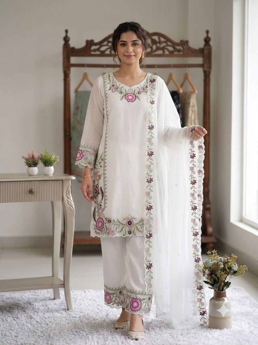 THIS SESSION WEAR OUR BEAUTIFUL EMBROIDERED TOP , PLAZZO WITH DUPATTA IN 3 BEAUTIFUL COLOURS