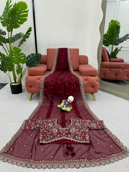 Looking some one for this same colour beautiful Designer Saree on Havy Tibby Silk Febric with Thred & Sequnce work and blouse on Mono Benglori Silk Febric with Thred & Sequnce work.