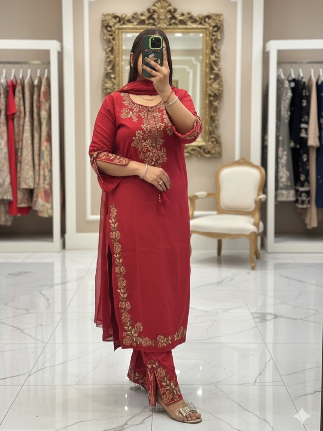 THIS WEDDING SEASON, TRY OUR DESIGNER EMBROIDERED WORKED TOP  PLAZZO SUIT WITH DUPATTA