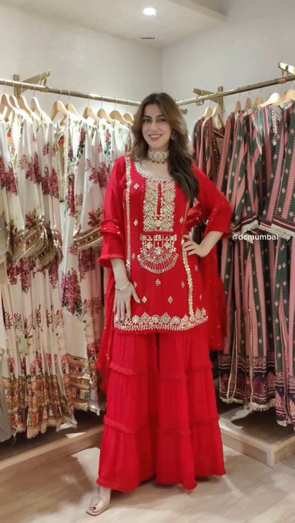 Designer Sharara Set – Elegant Ethnic Wear ✨ 🎀 Crafted in Classy Tones with Premium Fabric & Detailing