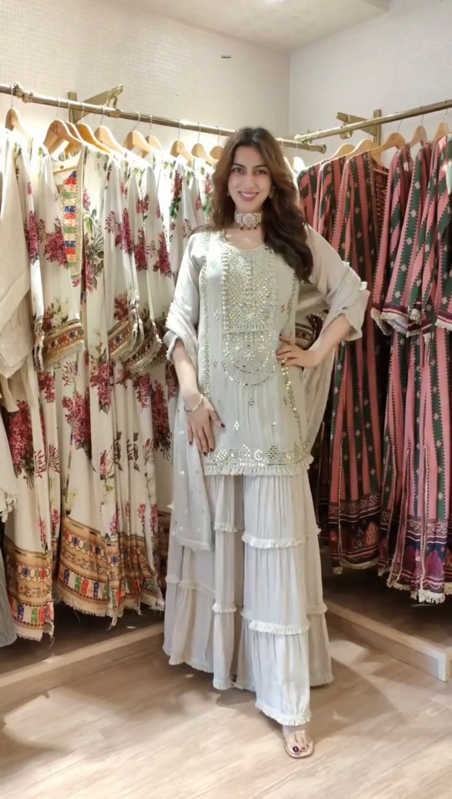 Designer Sharara Set – Elegant Ethnic Wear ✨ 🎀 Crafted in Classy Tones with Premium Fabric & Detailing