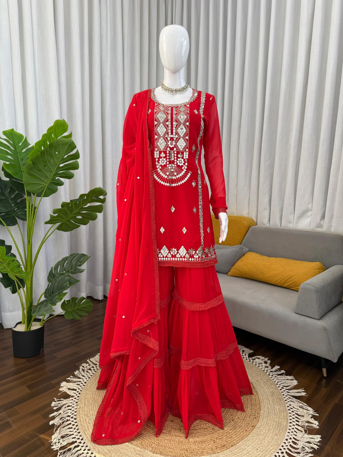 Designer Sharara Set – Elegant Ethnic Wear ✨ 🎀 Crafted in Classy Tones with Premium Fabric & Detailing