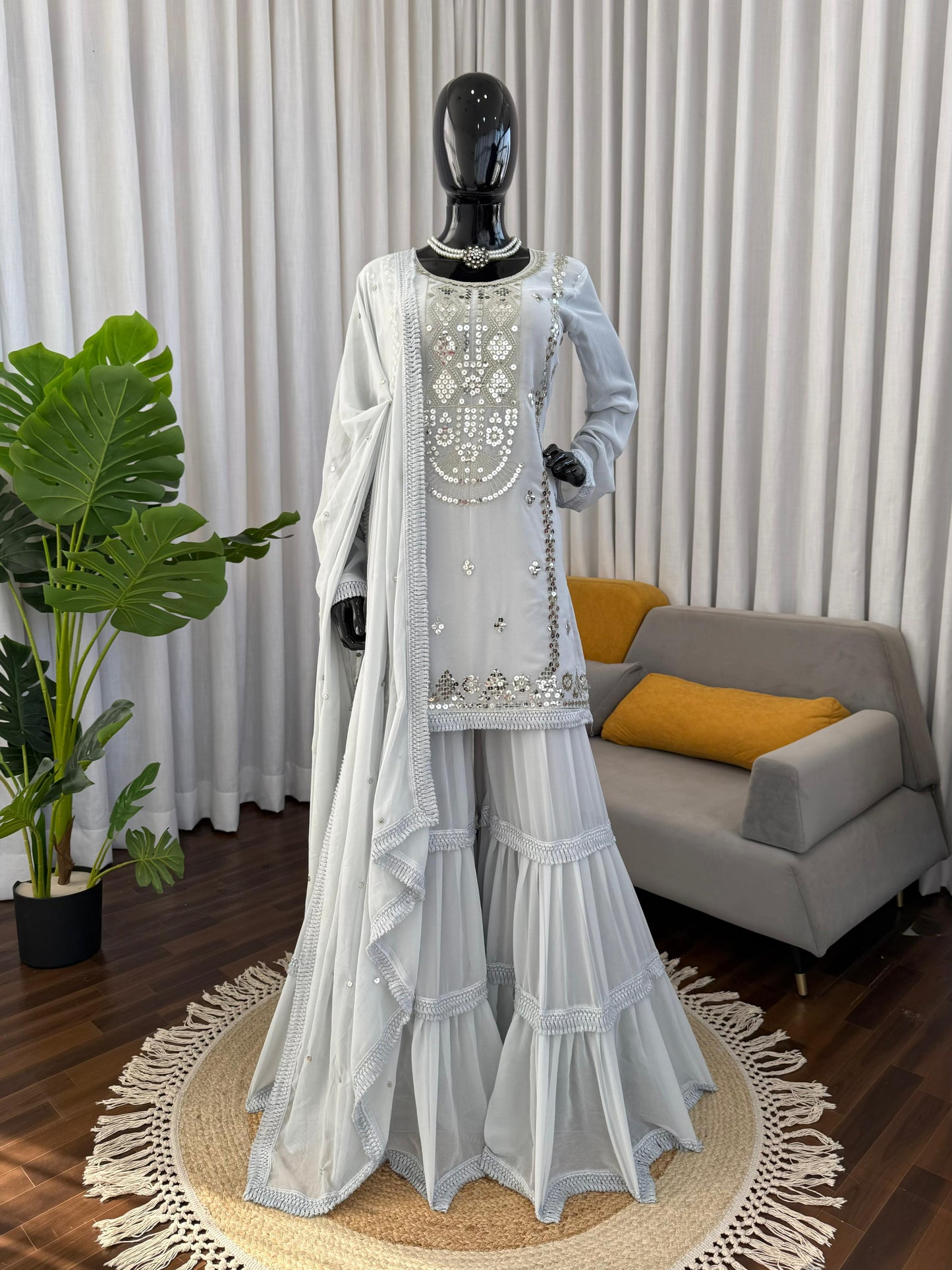 Designer Sharara Set – Elegant Ethnic Wear ✨ 🎀 Crafted in Classy Tones with Premium Fabric & Detailing