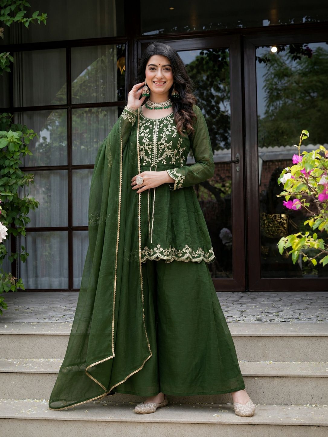New Designer Party Wear Look Top ,  Plazzo  and Dupatta