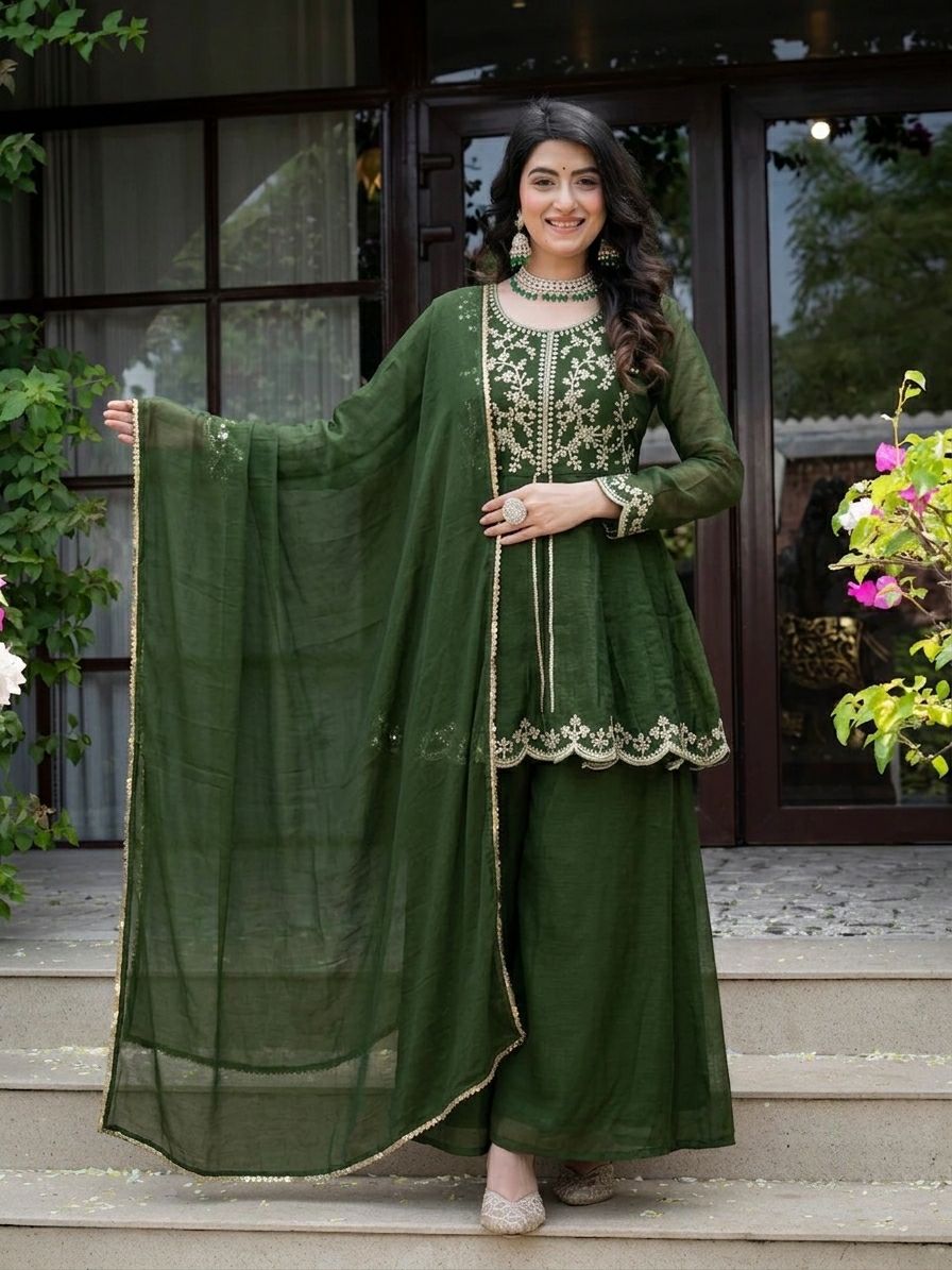 New Designer Party Wear Look Top ,  Plazzo  and Dupatta