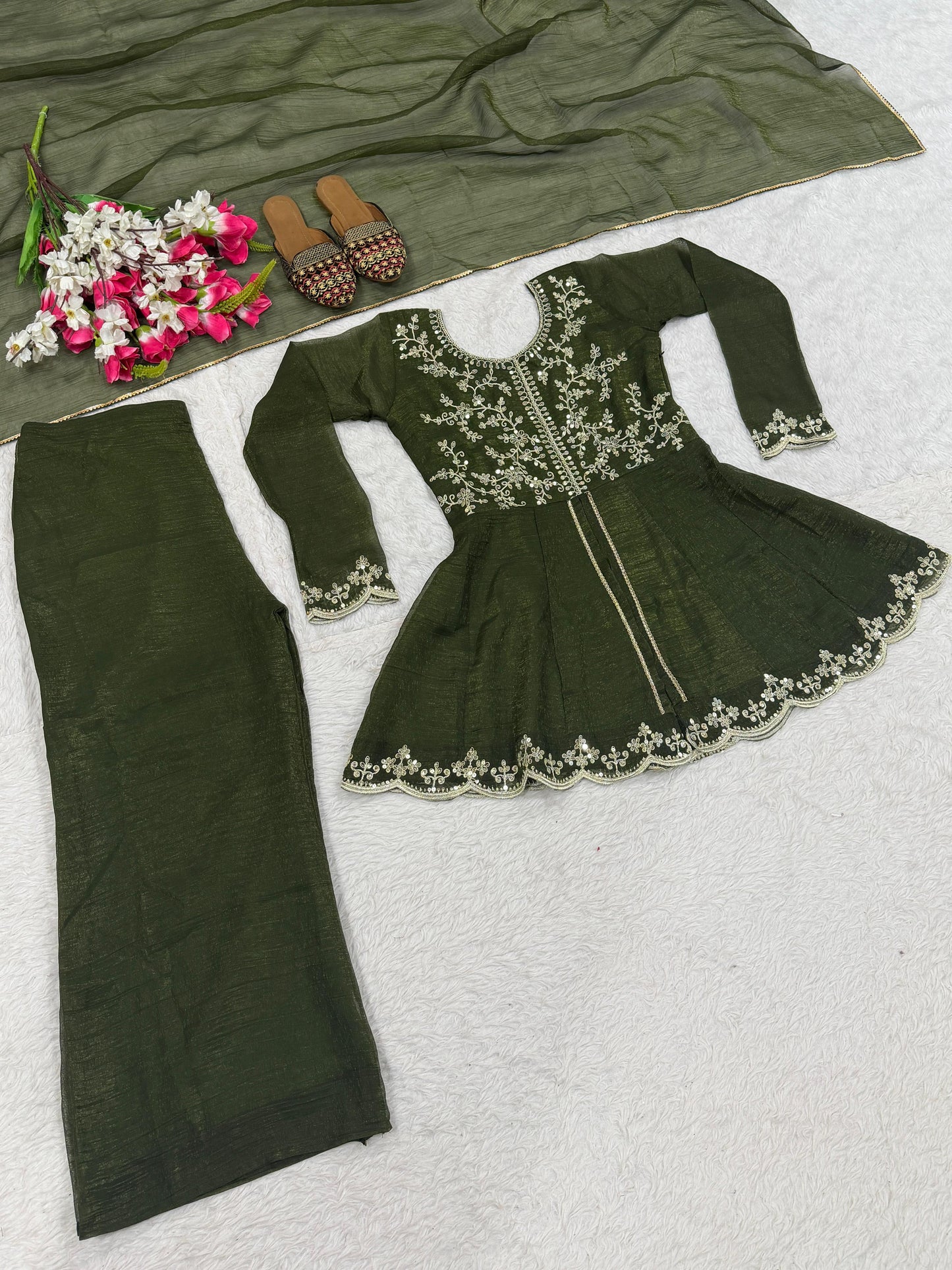 New Designer Party Wear Look Top ,  Plazzo  and Dupatta