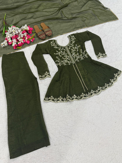 New Designer Party Wear Look Top ,  Plazzo  and Dupatta