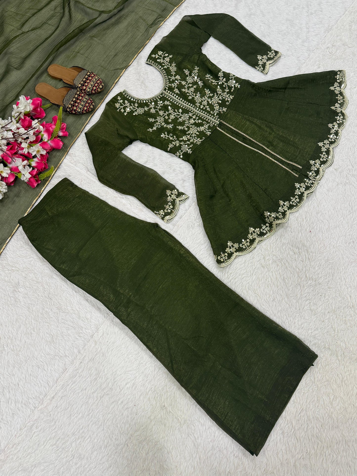 New Designer Party Wear Look Top ,  Plazzo  and Dupatta