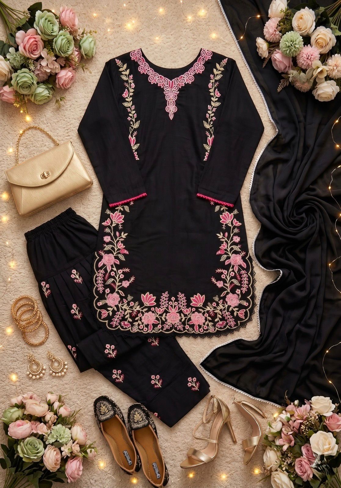 NEW DESIGNER HEAVY EMBROIDERY WORK 3 PIS SUIT SET