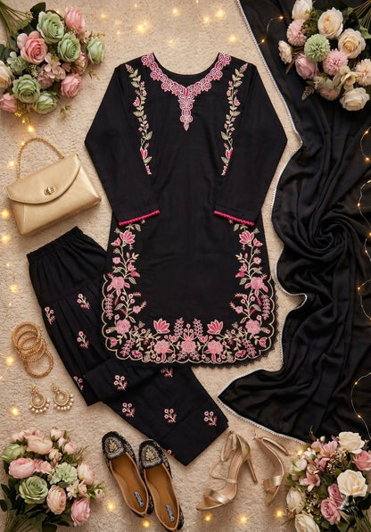 NEW DESIGNER HEAVY EMBROIDERY WORK 3 PIS SUIT SET