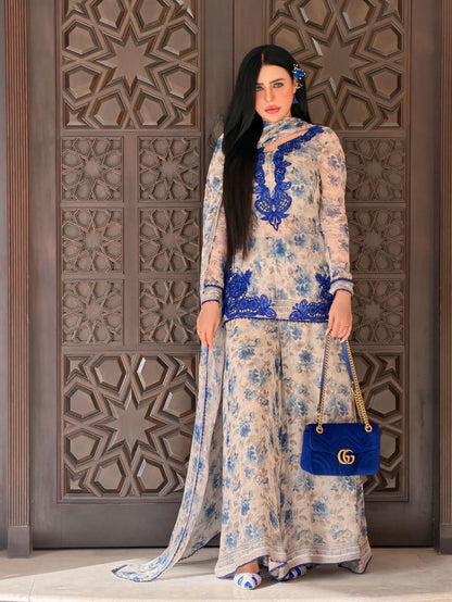 Presenting New Designer Collection In Heavy Faux Georgette Silk Top-Bottom And Dupatta Set Fully Stitched Ready To Wear