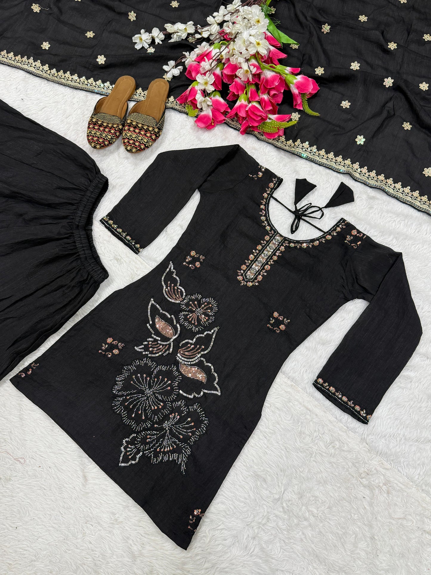 New Designer Party Wear Look Top , Sharara Plazzo  and Dupatta, New Fancy Style