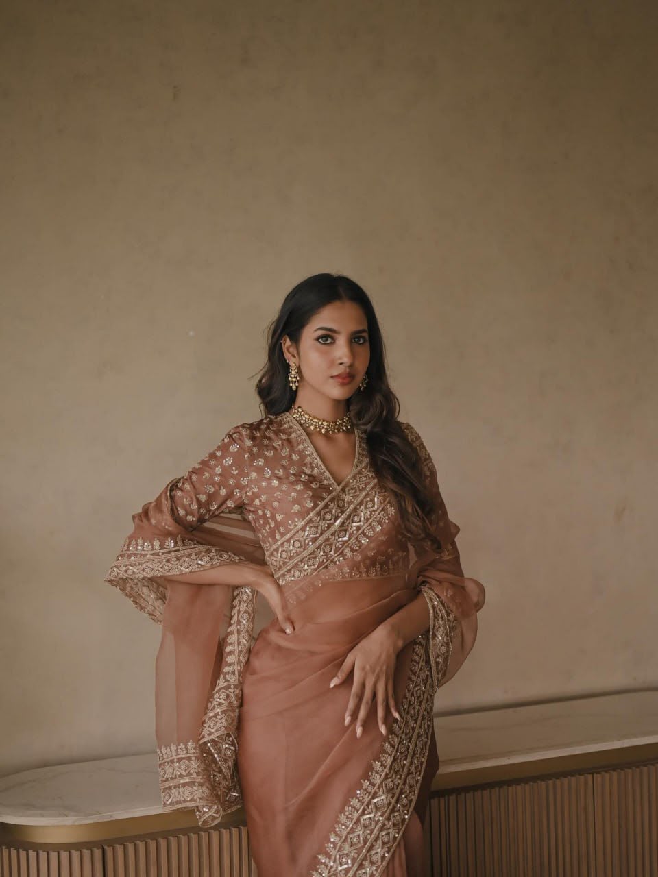 Designer Saree – Elegance Redefined ✨ Fall in love with this stunning saree in an eye-catching shade, crafted with finesse and rich detailing. A perfect blend of grace and glam!
